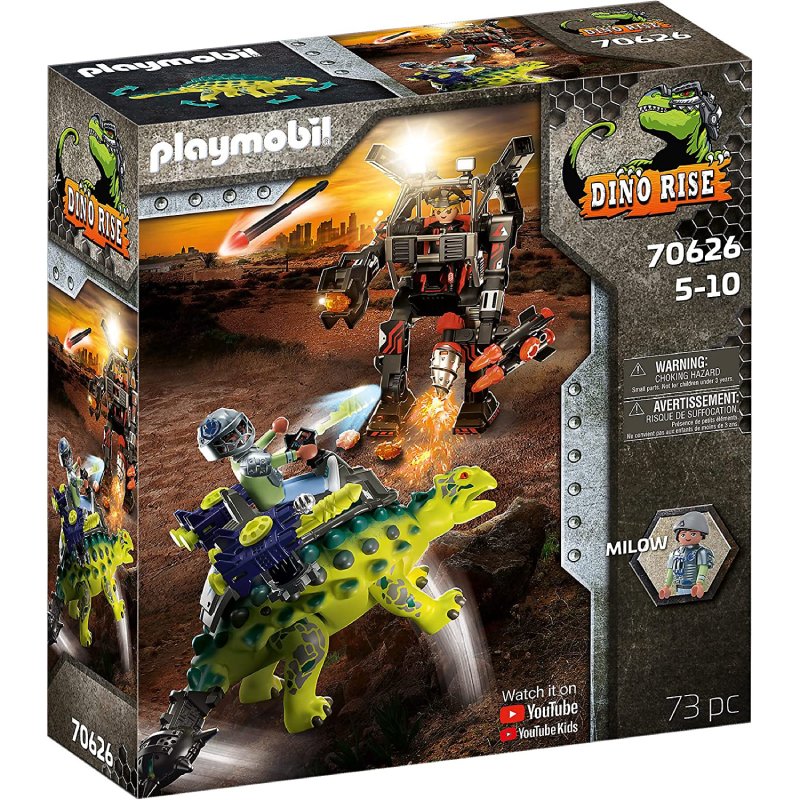 Playmobil Dino Rise: Αγκυλόσαυρος Με Μαχητή Εναντίον Ρομπότ (70626)