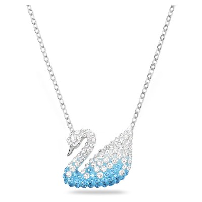 Swarovski Iconic Swan Blue Κολιέ - Rhodium Plated