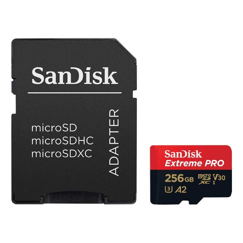 SanDisk Extreme Pro MicroSD Card With Adapter U3 A2 V30 - 256GB